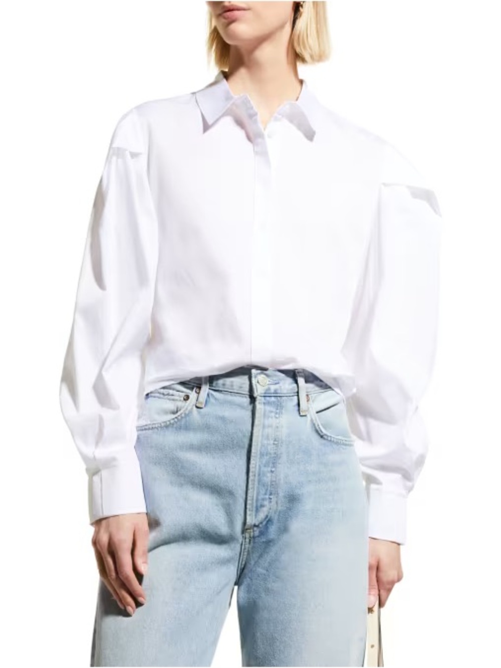 HARSHMAN NWT Claire Shirt - Classic White Button-Down Blouse 100% Cotton